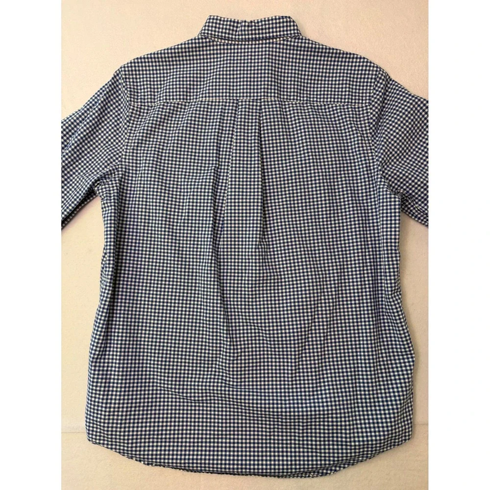 Ralph Lauren Boys XL 18-20 Blue Gingham Natural Stretch Button Down Shirt Pony